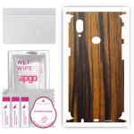 apgo Protective Skin Sticker for the back+sides compatible with Samsung Galaxy A10s, Full Wrap Film, Foil, Vinyl - Pattern Tigerwood