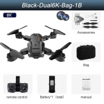 Uus Q6 RC Drone HD Professional WIFI kahe kaameraga mini-nelikopteriga aerofotograafia helikopteri takistuste v&auml;ltimise kokkupandav m&auml;nguasi kingitus 6K dual camera 1 battery must