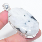 Natural Rainbow Moonstone Gemstone 925 Sterling Silver Pendant 2.48 g5w35