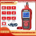KONNWEI KW890 Oil Reset Battery Tester OBD2 Diagnostic Scanner Tool 3 in 1 EOBD Engine Check Code Reader Diagnose Tool punane