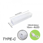 Liikumisanduri valgus Juhtmeta LED-&ouml;&ouml;valgusti C-t&uuml;&uuml;pi laetav valguskapp Garderoobilamp Trepikoja taustvalgus Warm-10cm