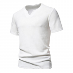 Meeste vabaaja T-s&auml;rgid L&uuml;hikeste varrukatega V-kaelusega Henley S&auml;rk Kerge Slim Fit J&otilde;usaalitreening Sportlikud T-s&auml;rgid Hingavad mugavad meeste p&otilde;his&auml;rgid S valge