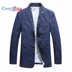 Hubane Meeste &Auml;ri-Vabaaja Reversiga Slim Denim Bleiser Jakk &Uuml;likonnad Mantel L sinine
