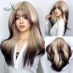 HAIRCUBE Ombre must s&uuml;nteetilised parukad punaste tukkidega, pikkade sirgete kihiliste juustega parukas naistele Cosplay Halloweeni kuumakindel parukas