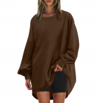 Naiste &uuml;lisuur &uuml;mmargune dressipluus Trendikas soliidne pullover pikkade varrukatega tuunikatopsid XXL kohv