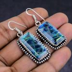 Blue Rutile Gemstone 925 Sterling Silver gift Jewelry Earring 1.77 B8b31