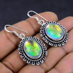Pink Triplet Opal Gemstone 925 Sterling Silver gift Jewelry Earring 1.69 m3n11