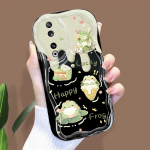 Armas koomiksimustriga kreemjas tekstuuriga korpus Lainelise servaga pehme silikoonkaanega telefoni&uuml;mbris Huawei Honor Infinix Tecno iPhone'i jaoks iPhone X valge