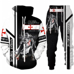 Uus Meeste retro Knight Templar Armour Hoodie 3D Prinditud Meeste Hoodid Vabaaja spordir&otilde;ivad spordip&uuml;ksid Kaheosaline komplekt &Uuml;likond 3XL
