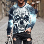 Meeste kevad-s&uuml;gis T-s&auml;rk &Uuml;mara kaelusega pikkade varrukatega meeste spordir&otilde;ivad, suures suuruses vintage 3D-printeriga pullover S