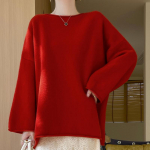 Naiste ka&scaron;miirist sviiter Qinghe ka&scaron;miir 30% ka&scaron;miir 70% vill s&uuml;gis-talvine ka&scaron;miir pullover pehme ja soe punane