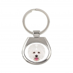 Bichon Frise, Bichon Tenerife, Bichon a poil frise - geometric keychain with a photo and the inscription Art-Dog