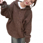 Naiste kampsunmantel kapuutsiga n&ouml;&ouml;riga pikkade varrukatega kootud mantel &uuml;hev&auml;rviline n&ouml;&ouml;pkinnis vabaaja kootud pealisr&otilde;ivas kohv