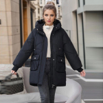 Naiste talvine keskmise pikkusega &uuml;hev&auml;rviline Korea moe paksendatud puuvillane jope trend L valge