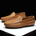 Meeste mokassiinid Vabaaja kingad Suvi Ehtne nahk Meeste loafers mokassiinid L&auml;bil&otilde;ikega Hingavad Slip-on S&otilde;idukingad Suur suurus 43 brown