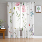 Lillede kroonlehed Lepatriinu Kiil Liblikas Putukas &Otilde;hukesed Kardinad Elutuppa Modernne Voile Kardin Magamistuppa T&uuml;llkardinad Aknaeesriided W135 x H114cm