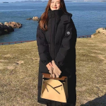 Talvine soe puuvillane polsterdatud mantel meie Korea stiilis pika lahtise mantliga S khaki