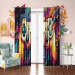 2 t&uuml;kki - M&auml;ngupult - Tr&uuml;kitud kardin - Pol&uuml;estermaterjal - sobib magamistuppa, elutuppa, kabinetti, privaatsesse ruumi 52X84inch black