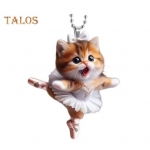 J&otilde;ulupuuehitisega multikas kassiripats koos kaelapaelaga, kergesti riputatav dekoratiivne akr&uuml;&uuml;list tahavaatepeegli riputustarvik Cat