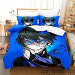 3D prinditud Anime Blue Lock Voodipesu komplekt Poistele T&uuml;drukutele &Uuml;heinimese Kahekohaline Queen King Suurus Tekikott Padjap&uuml;&uuml;r Voodi poisid T&auml;iskasvanu Kodutekstiil 70x133cm 2pcs blue