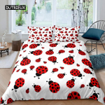 Lepatriinu tekikottide komplekt 3D lepatriinu tr&uuml;kiga voodipesukomplekt lastele poistele t&uuml;drukutele lendav entomoloogia 2/3 tk pehme kuningliku suurusega tekikate 155x215cm 3pcs