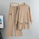 Naiste Pluss Suurus Temperament Lihtne Vabaaja V&auml;ike Aroomituul Pikk Kootud Kampsun P&uuml;ksid Kaheosaline Komplekt one size