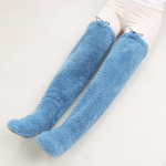 over Knee High Fuzzy Socks Cozy Soft Plush Slipper Stockings for Bedroom Home pruun