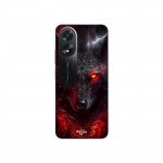 Coque Oppo A38 Loup noir feu rouge Maniacase