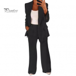 2 tk/komplekt Lady pidulik mantlip&uuml;kste komplekt pikkade varrukatega Slim Fit rev&auml;&auml;riga kardigan keskmise pikkusega jope k&otilde;rge v&ouml;&ouml;kohaga laia s&auml;&auml;rega p&uuml;ksid Ametlik t&ouml;&ouml;s&otilde;it M must