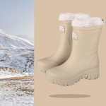 V&auml;lismood Keskmise s&auml;&auml;rega Naiste Libisemiskindlad Polsterdatud Vihmasaapad Neli Hooaega Mood Veekindlad Libisemiskindlad K&ouml;&ouml;git&ouml;&ouml; Vihmasaapad 36 beež