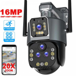 8K 16MP WiFi IP 20x suumiga PTZ v&auml;listingimustes juhtmevaba turvakaamera nelja objektiiviga CCTV kaamera 4K videovalvekaamerad nutikas kodu 8K Camera No Card