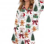 2 tk/komplekt, s&uuml;gistalvine naiste pidžaama&uuml;likond, satiin v&auml;rviline tr&uuml;kiga rev&auml;&auml;riga pikkade varrukatega topp S punane