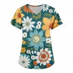 Naiste moodsad V-kaelusega l&uuml;hikeste varrukatega t&ouml;&ouml;r&otilde;ivad, taskutega, tr&uuml;kitud topid XXXL khaki