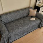 Triibuline Chenille'ist diivanir&auml;tik elutoa kaunistuseks Gradientmustriga L&uuml;hikarvalised pl&uuml;&uuml;sist diivanikatted Diivanitele Kunstilise tutiga libistatavad katte 180x130 gray