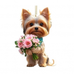 Autoripats 2D kutsikas lillelise j&otilde;ulupuu rippuv ripatsiga Kerge tagantvaade sinine