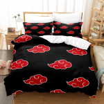 Punane Pilv Anime 3D Joonisvoodikatte Komplektid Tekk Voodipesu Laste Voodipesukomplekt Akatsuki Jaapan Kahekohaline Kuninganna Kuningas &Uuml;hekohaline Suurus Kingitus 229x229cm 90x90in