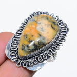 Honey Dendritic handmade 925 Sterling Silver Jewelry Ring Size 8 A3N15