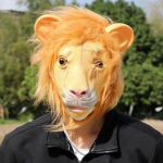 Zootopia L&otilde;vimask Halloweeni Lateksist Pea Kost&uuml;&uuml;m Cosplay Peole Cosplay Metsiku Loomade Kuninga Mask Meestele Halloweeni Peo Rekvisiidid orange