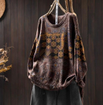 Johnature Vintage lahtise isikup&auml;ra O-kaelusega kampsun, naiste talve pikkade varrukatega hiina stiilis vintage stiilis kampsun One Size