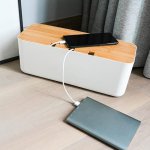 Bo&icirc;te de rangement pour c&acirc;bles - CIKONIELF - Cache-prise anti-poussi&egrave;re - Dissipation thermique - Blanc