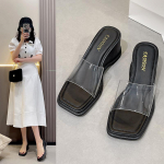 Naiste sandaalid k&otilde;rged kontsad sussid pl&auml;tud suvekingad pumbad sandaalid l&auml;bipaistvad slaidid mujer 35 must