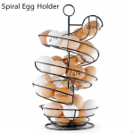 Spiral Egg Dispenser Rack Storage Basket Metal Hold up 3 Dozen Eggs Holder