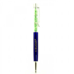 Pierres et Min&eacute;raux. Stylo min&eacute;raux Grenat Tsavorite brut Tanzanie. Couleur Bleu marine.