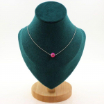 Pierres et Min&eacute;raux. Collier 1 perle Agate craquel&eacute; Fuchsia 8 mm. Chaine en acier Collier femmes, hommes. Taille personnalisable.