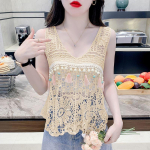 Retro heegeldatud &otilde;&otilde;nestatud pitsist Camisole vest &scaron;ikk tutiga varrukateta v&auml;liskate suvel S valge