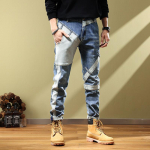 Meeste Slim Fit Retro Mootorrattastiilis Venivad Teksad - Trendikad, Mitmek&uuml;lgsed ja Vabaaja P&uuml;ksid 34 (Suggest 155-165 jin)