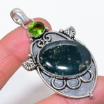 Moss Agate, Peridot Handmade 925 Sterling Silver Jewelry Pendant 2.68 u8d47