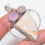 Scolecite, Chalcedony Handmade 925 Sterling Silver Jewelry Pendant 2.36 y1w51