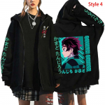 Demon Slayer Manga Lukuga Kapuutsiga Dressipluus Anime Kamado Tanjirou Tr&uuml;kiga Streetwear Meestele Naistele Vabaaja Pikkade Varrukatega Dressipluusid 3XL