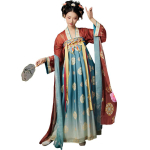 Hiina Tangi d&uuml;nastia stiilis Hanfu &uuml;hes t&uuml;kis tr&uuml;kitud rinnaalune seelik naistele 2XL roheline